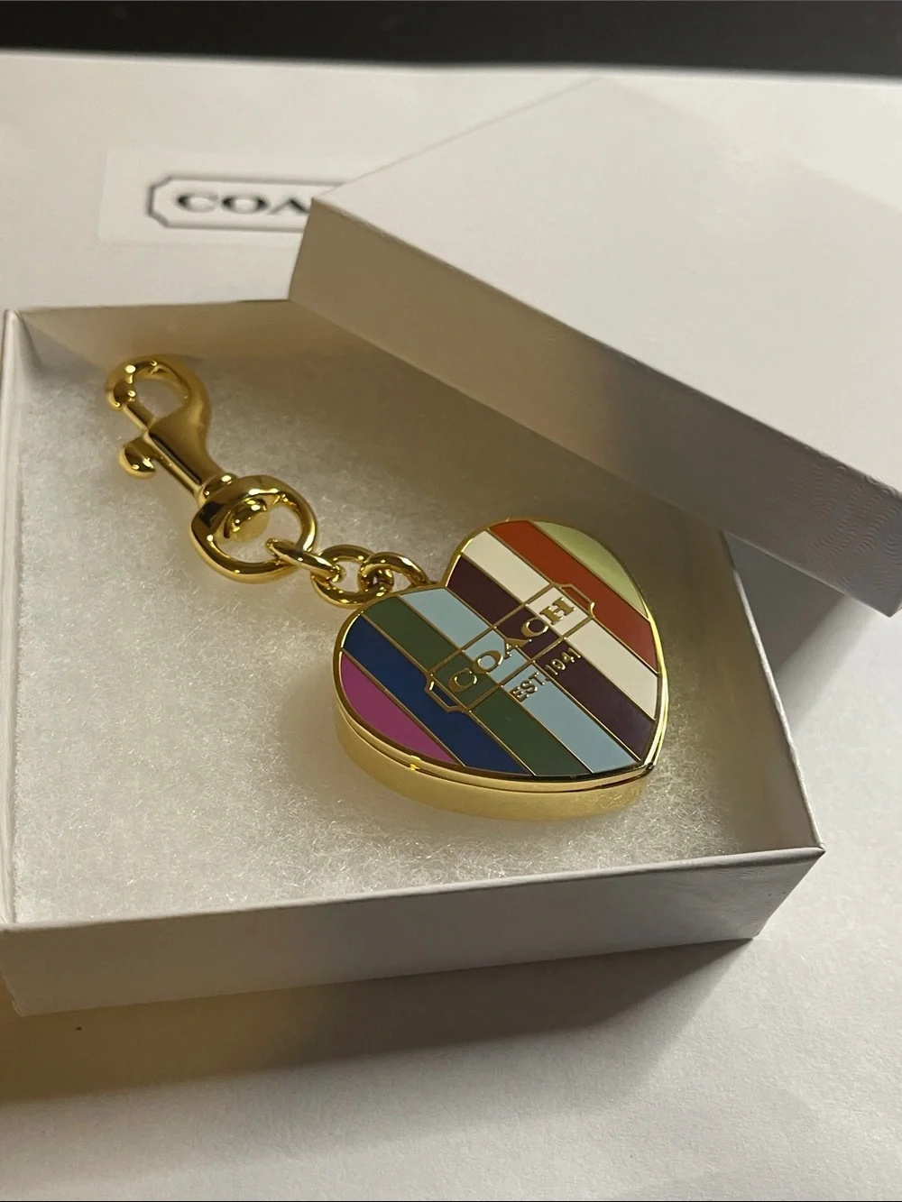 Pending * COACH Legacy Enamel Locket Heart Bag Charm & Pen With Refill